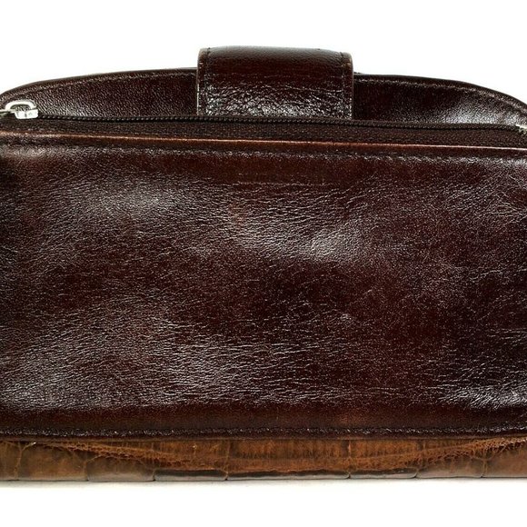 Fossil Vintage Brown Leather Reptile Print Wallet - Picture 2 of 12